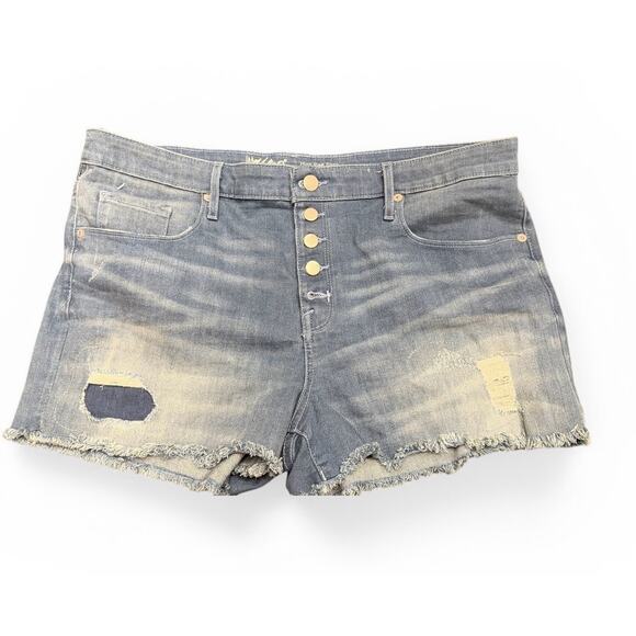 Mossimo Pants - Mossimo High Rise Cut Off Denim Shorts Distressed Button Fly Size 16/33